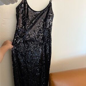 Revolve Super down Sequin Black Dress